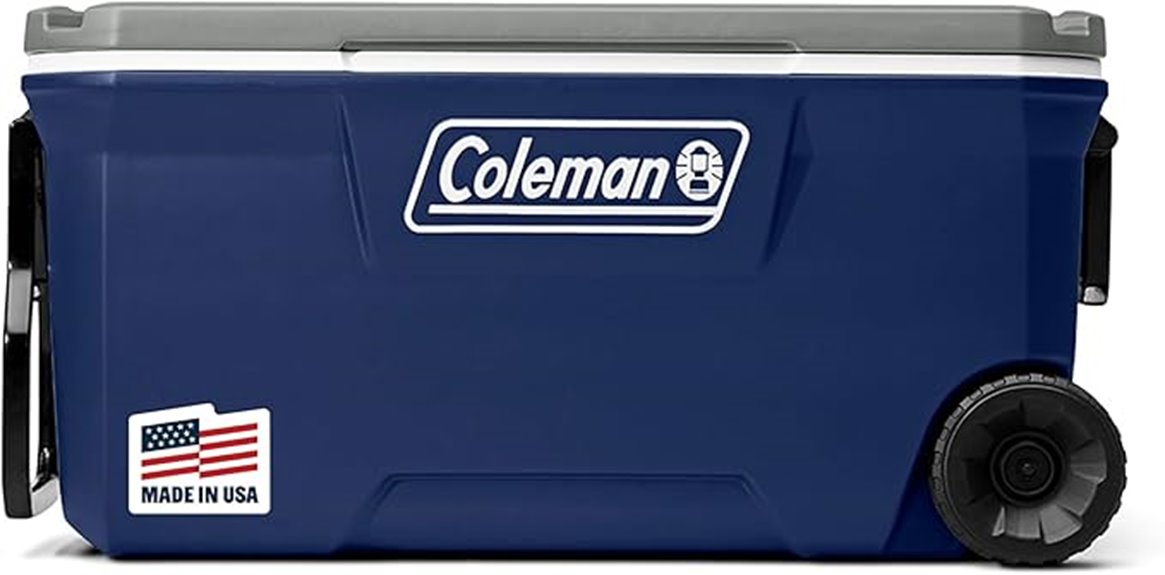 coleman 100 quart rolling cooler